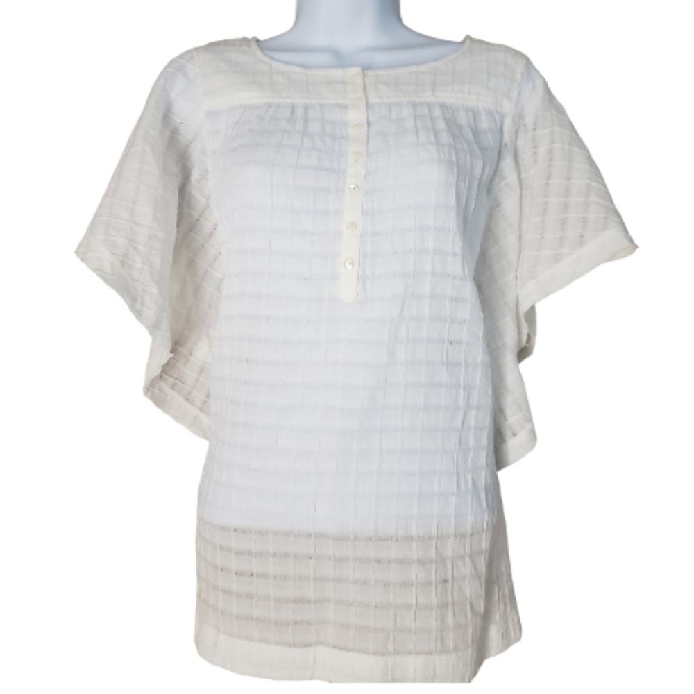 NWT Generra semi-sheer white blouse top Womens Small